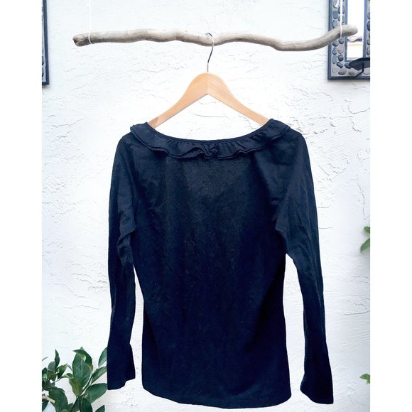 NY&Co V-Neck Long Sleeve Tee w Ruffle Trim (M) - Picture 3 of 4